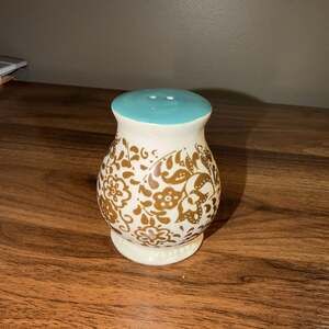 Pioneer Woman Replacement Flea Market Ceramic Salt Shaker Brown Floral w Teal